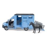 Dřevěné hračky Bruder Vůz pro přepravu zvířat MB Sprinter s figurkou koně