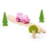 Dřevěné hračky Bigjigs Rail Elektrická lokomotiva Silná růžovka