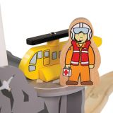 Dřevěné hračky Bigjigs Rail Tunel s majákem a heliportem