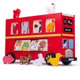 Bigjigs Toys Dřevěný autobus se zvířátky poškozený obal