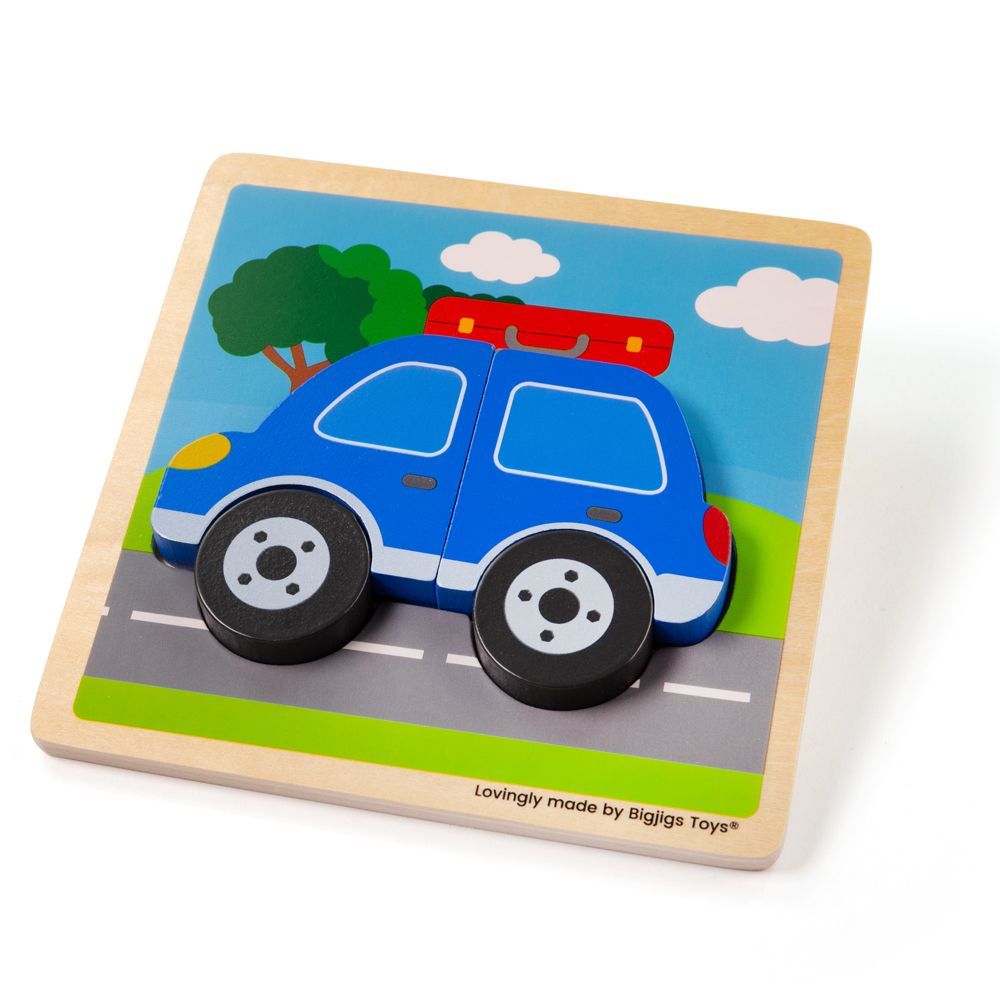 Dřevěné hračky Bigjigs Toys Vkládací puzzle Auto