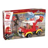 Dřevěné hračky Qman Mine City Fire Line W12011-1 Lehký hasičský vůz