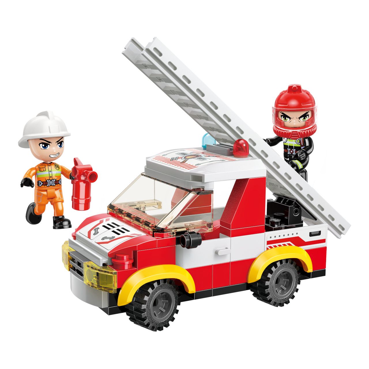 Dřevěné hračky Qman Mine City Fire Line W12011-3 Automobilový žebřík