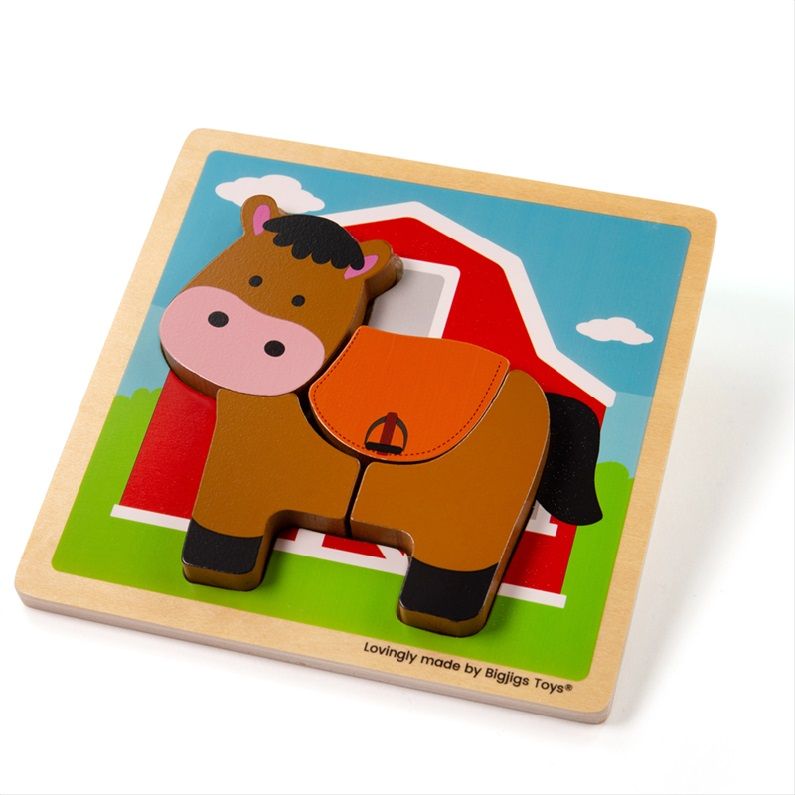 Dřevěné hračky Bigjigs Toys Vkládací puzzle Koník