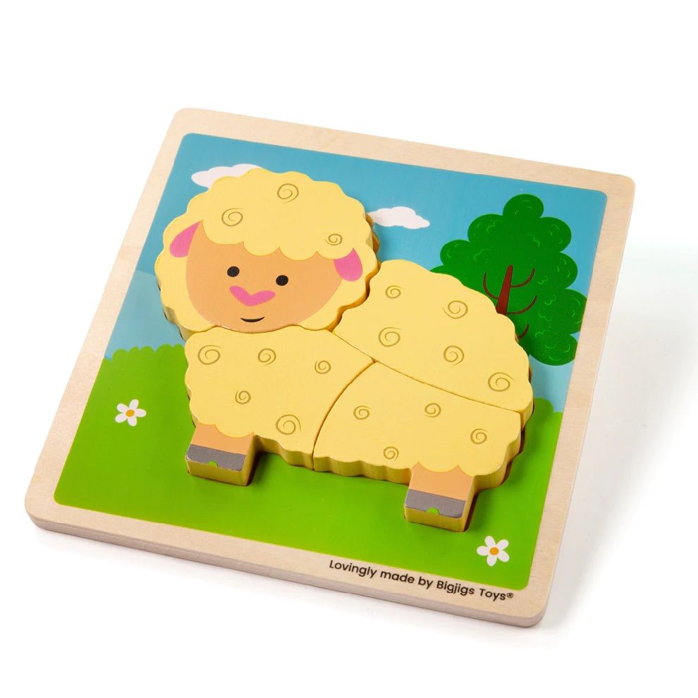 Dřevěné hračky Bigjigs Toys Vkládací puzzle Ovečka