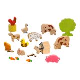 Dřevěné hračky Jeujura Dřevěné figurky ke stavebnicím Hospodářská zvířátka 20 dílů