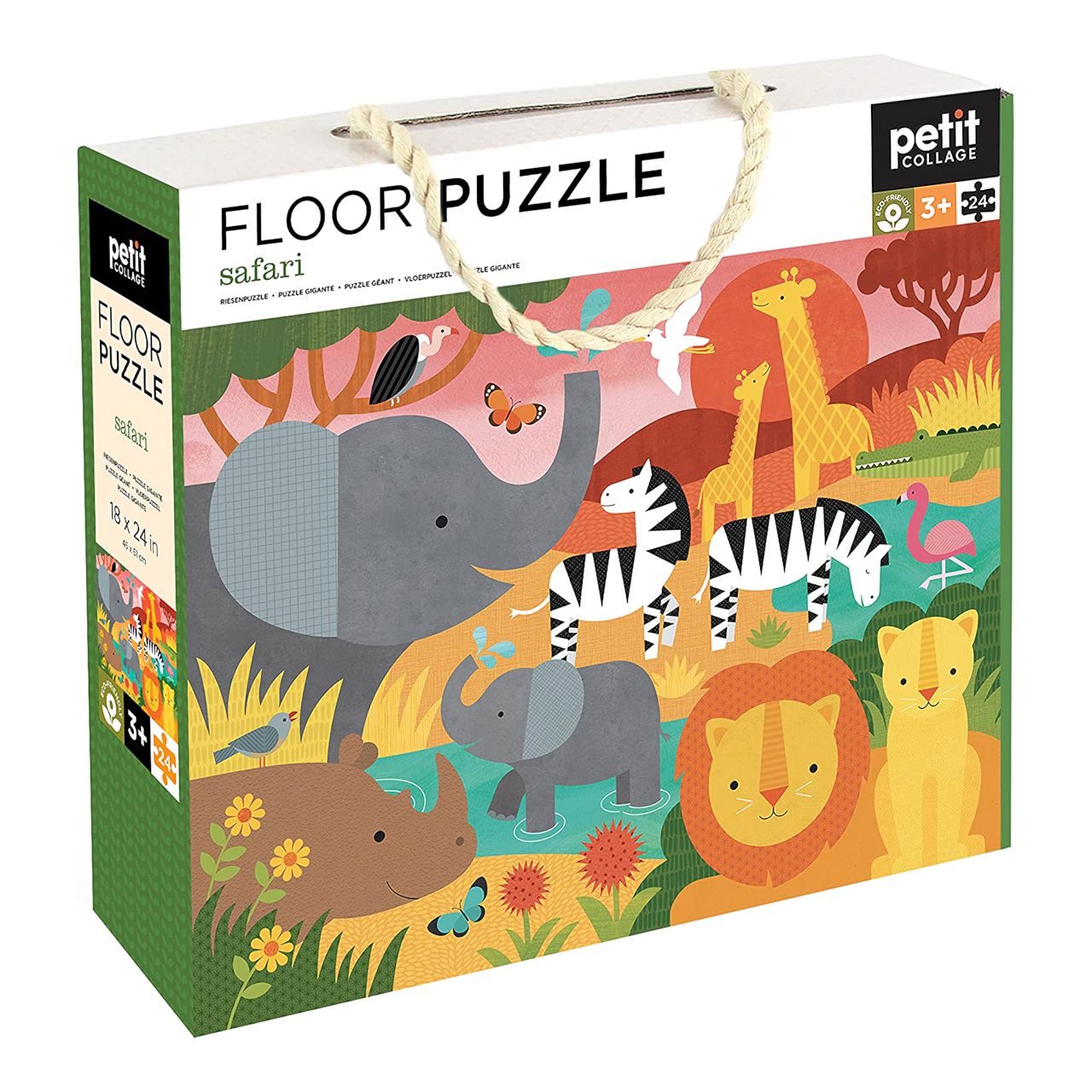 Dřevěné hračky Petit Collage Podlahové puzzle safari