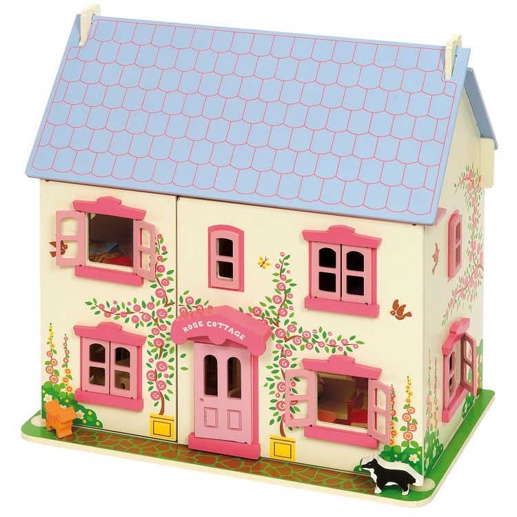 Dřevěné hračky Bigjigs Toys Růžový domek pro panenky
