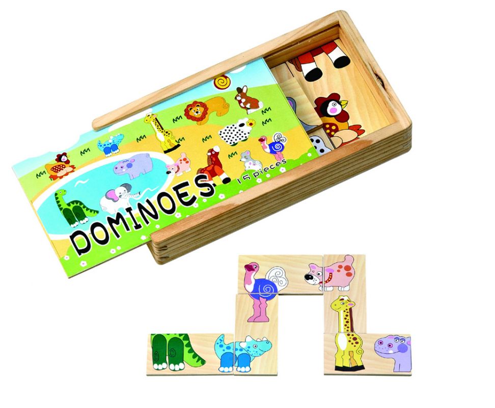 Dřevěné hračky Dřevěná hra Domino zvířátka HJ Toys