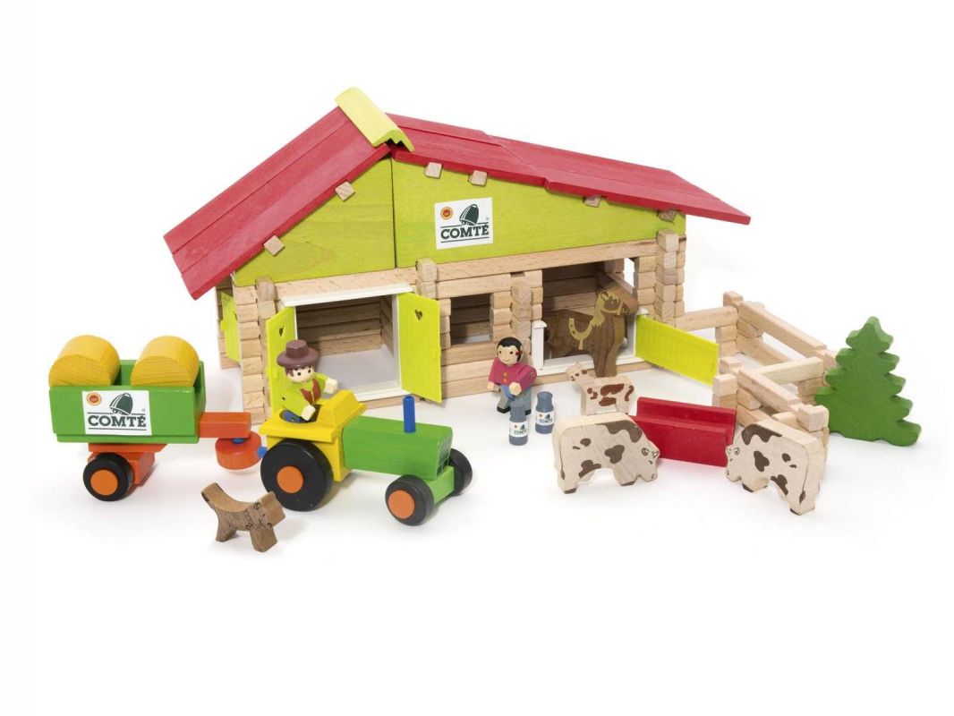 Dřevěné hračky Jeujura Dřevěná stavebnice 140 dílů Střední farma