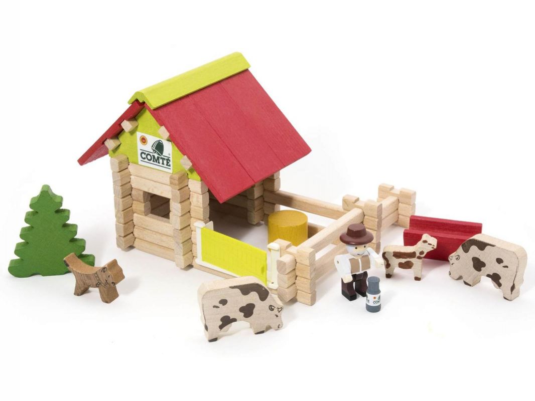 Dřevěné hračky Jeujura Dřevěná stavebnice 70 dílů Malá farma