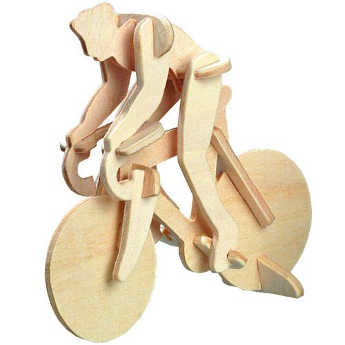 Dřevěné hračky Woodcraft Dřevěné 3D puzzle závodní kolo s cyklistou Woodcraft construction kit
