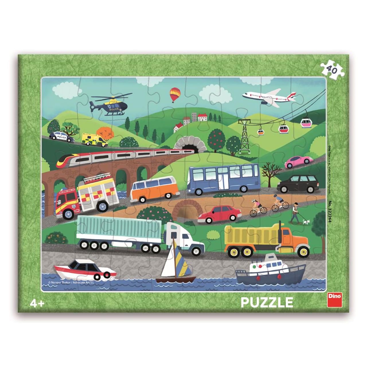 Dřevěné hračky Dino Papírové puzzle Dopravní prostředky 40 dílků
