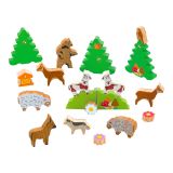Dřevěné hračky Jeujura Dřevěné figurky ke stavebnicím Zvířátka z hor 19 dílů