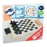 Dřevěné hračky small foot Dřevěné kompaktní šachy 3v1