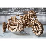 Dřevěné hračky Ugears 3D dřevěné mechanické puzzle UGR-10 Motorka (scrambler) s vozíkem