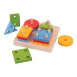 Dřevěné hračky Bigjigs Baby Nasazování barevných tvarů na tyče Bigjigs Toys