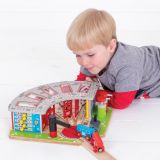 Dřevěné hračky Bigjigs Rail Exkluzivní depo pro 5 vláčků - poškozený obal