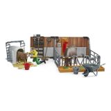 Dřevěné hračky Bruder Stáj pro skot s figurkami a příslušenstvím