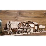 Dřevěné hračky Ugears 3D dřevěné mechanické puzzle V-Express parní lokomotiva 4-6-2 s tendrem