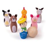 Dřevěné hračky Bigjigs Toys Dřevěné kuželky farma