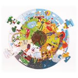 Dřevěné hračky Bigjigs Toys Kulaté podlahové puzzle Čtyří roční období 50 dílků
