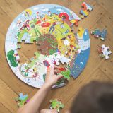 Dřevěné hračky Bigjigs Toys Kulaté podlahové puzzle Čtyří roční období 50 dílků