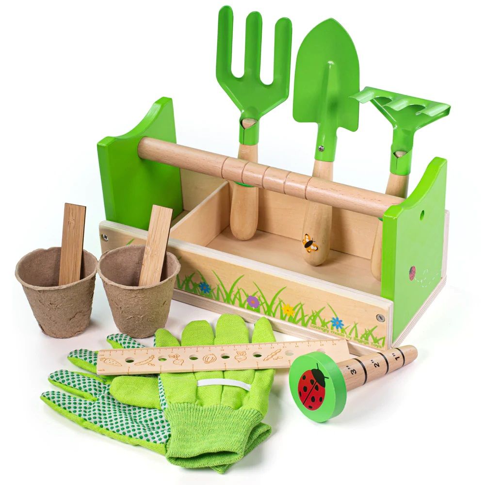 Dřevěné hračky Bigjigs Toys Zahradnický set v přepravce