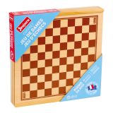 Dřevěné hračky Jeujura Šachy a dáma v dřevěné krabici