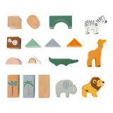 Dřevěné hračky small foot Dřevěné stavební kostky Safari 50 ks