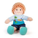 Dřevěné hračky Bigjigs Toys Látková panenka Robin 30 cm