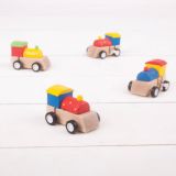 Dřevěné hračky Bigjigs Toys Dřevěná barevná mašinka na natahování 1ks