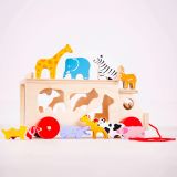 Dřevěné hračky Bigjigs Toys Dřevěné auto se zvířátky