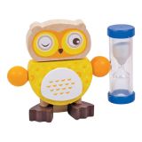 Dřevěné hračky Bigjigs Toys přesýpací hodiny sovička 1ks žlutá