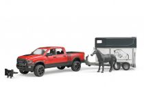 Dřevěné hračky Bruder Terénní auto RAM s přepravníkem na koně
