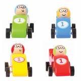 Dřevěné hračky Bigjigs Toys Barevné dřevěné závodní auto 1ks