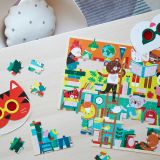 Dřevěné hračky Petit Collage Puzzle knihovna 100 ks s 3D brýlemi