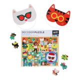 Dřevěné hračky Petit Collage Puzzle knihovna 100 ks s 3D brýlemi