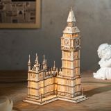 Dřevěné hračky RoboTime dřevěné 3D puzzle hodinová věž Big Ben svítící