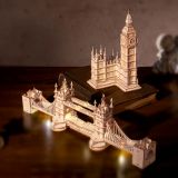Dřevěné hračky RoboTime dřevěné 3D puzzle hodinová věž Big Ben svítící