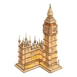 RoboTime dřevěné 3D puzzle hodinová věž Big Ben svítící