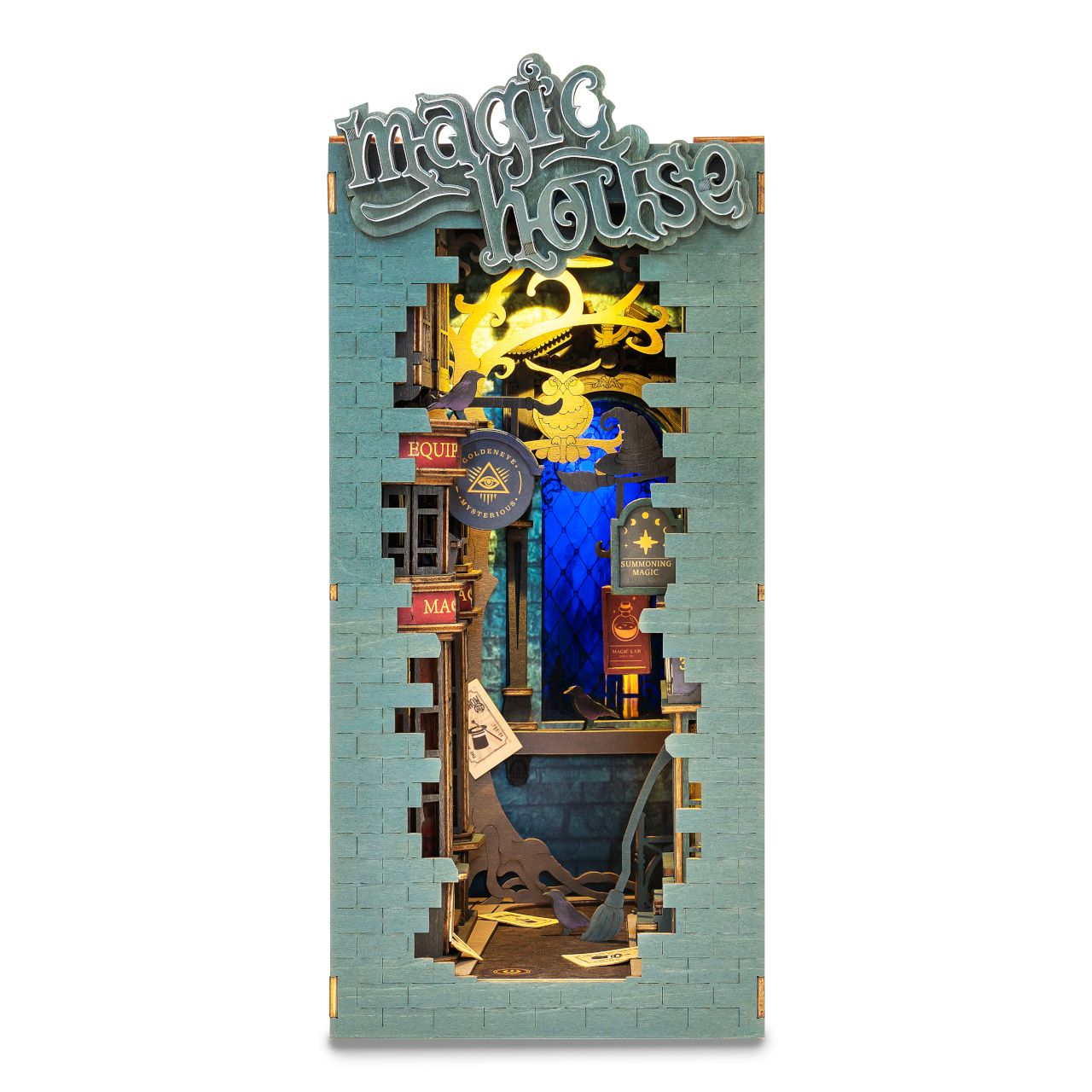 Dřevěné hračky RoboTime miniatura domečku Kouzelnická ulička