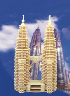 Dřevěné hračky Woodcraft Dřevěné 3D puzzle Petronas Twin Towers Woodcraft construction kit