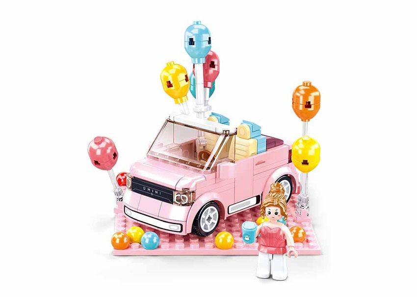 Dřevěné hračky Sluban Girls Dream Mini Handcraft M38-B1086 Qmini růžový Kabriolet