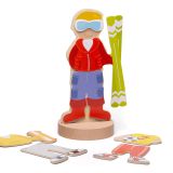 Dřevěné hračky Bigjigs Toys Magnetické oblékací puzzle sportovní aktivity