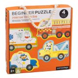 Dřevěné hračky Petit Collage Puzzle záchranná vozidla
