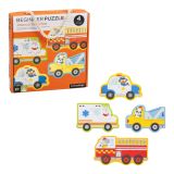 Dřevěné hračky Petit Collage Puzzle záchranná vozidla