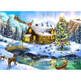 Dřevěné hračky Brain Tree Puzzle Vánoční scenérie 1000 dílků