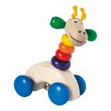 Dřevěné hračky Detoa Dřevěná žirafa na kolečkách