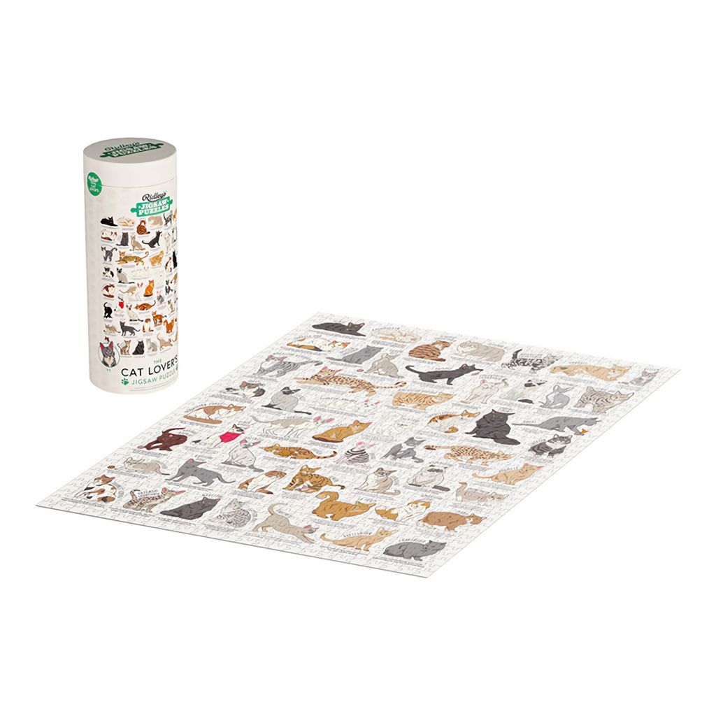 Dřevěné hračky Ridley's Games Puzzle pro milovníky koček bílé 1000 dílků